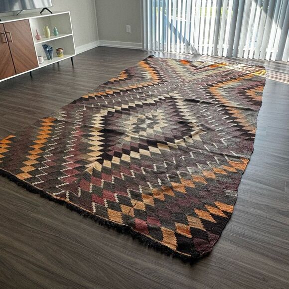 Multicolor Kilim Turkish Wool Area Rug 10 x 6 - Picture 11 of 13